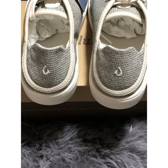 Pehuea Lī Women Olukai Women Pehuea Li Lace up Canvas Sneakers Shoes, Size 11, Tapa/White Sand